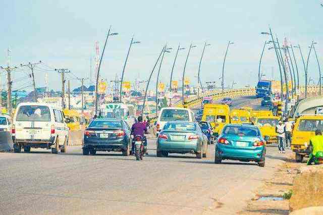 Lagos city and street scene in Nigeria